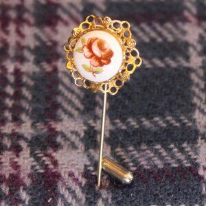 Hand-painted Ceramic Glass Rose Stick Pin